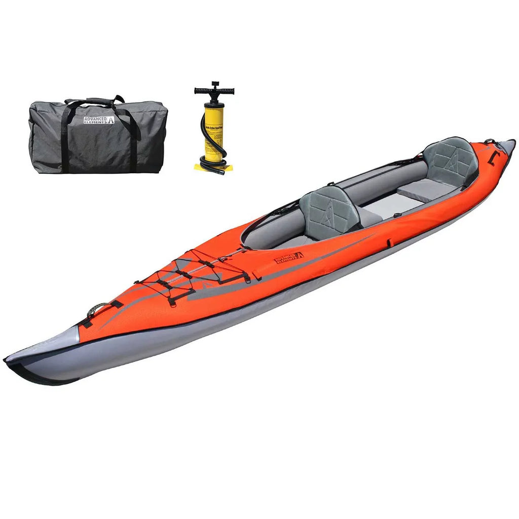 Advanced Elements AdvancedFrame® Elite - Recreational Inflatable Kayak with Pump - Convertible Solo or Tandem Kayak - 15 ft - Red