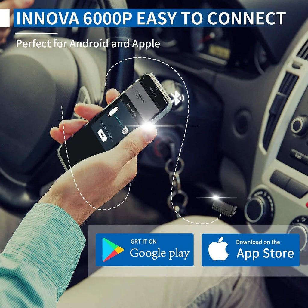 Innova 6000P Bluetooth Wireless  Car Code Reader Check Engine Light   Airbag System Automotive Diagnostic Tool  Scanner 12V Vehicle Read Clean Code Scanner for  and Android Phones