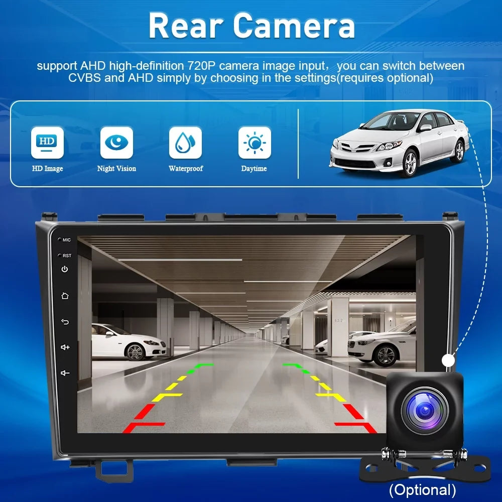 For Honda  2007-2011 9'' Touchscreen Car Stereo Radio Player Wireless Carplay Android Auto Mirror Link  1080P Android 12 Bluetooth     Hifi,  Backup Camera