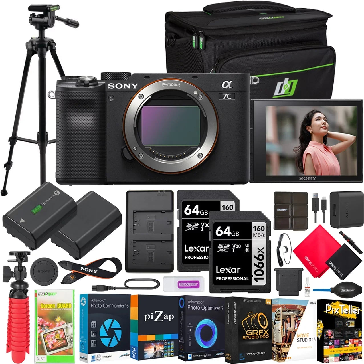 Sony a7C Mirrorless Full Frame Camera Body / Black Bundle with Deco Gear Photography Case