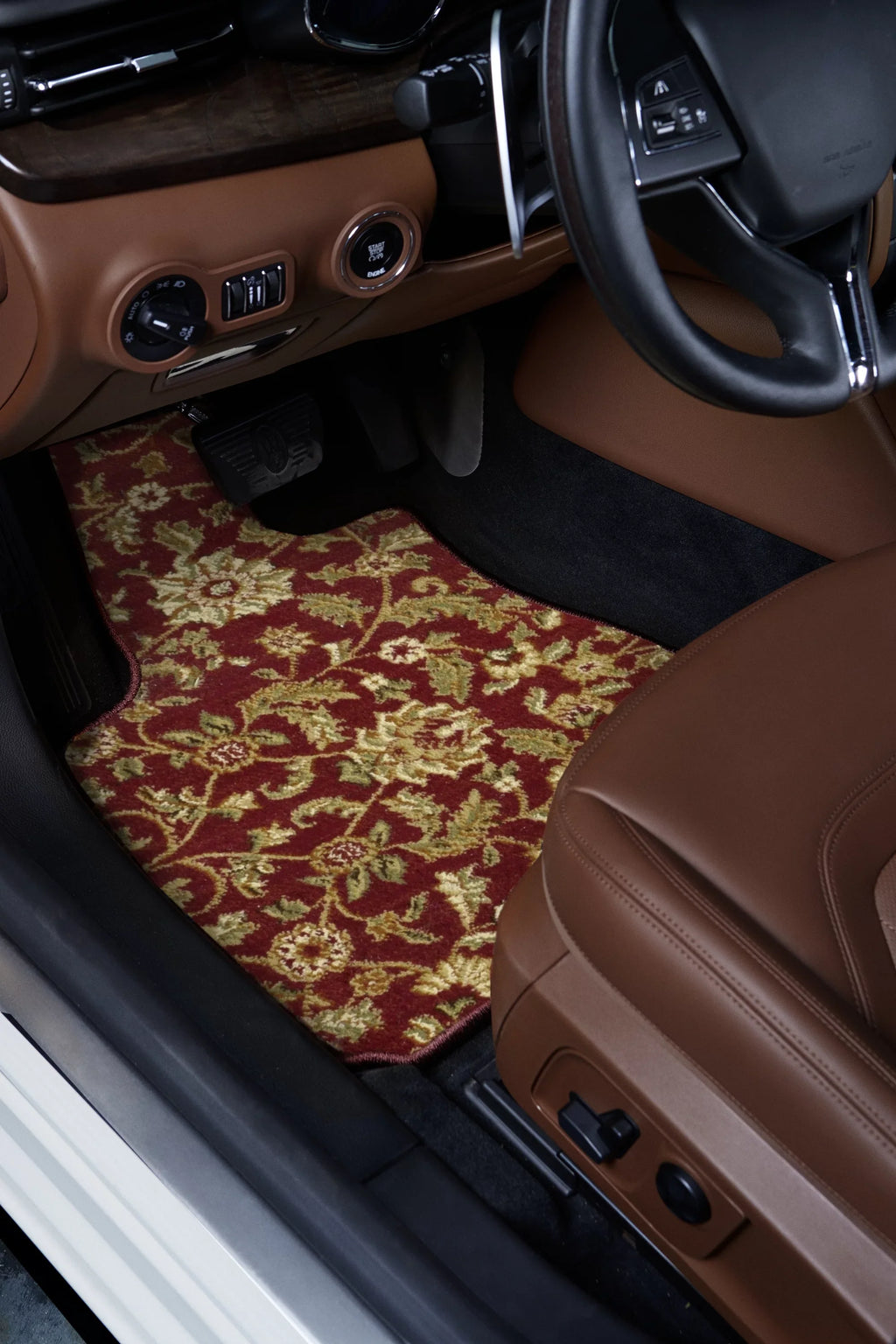 Ford Explorer Red Oriental Car Mats, Custom Fit for 2011, 2012, 2013, 2014, 2015, 2016, 2017, 2018, 2019 - Large Trunk / Cargo Carpet Car Mat with Rear Seat Down