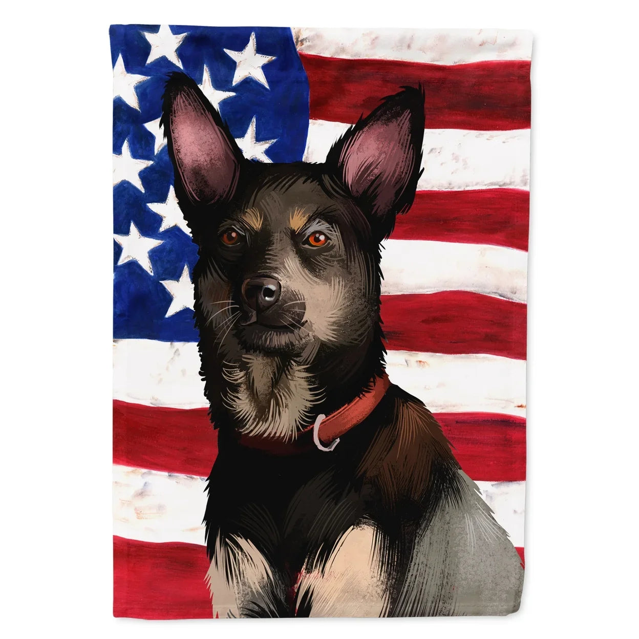 Australian Kelpie American Flag Flag Canvas House Size