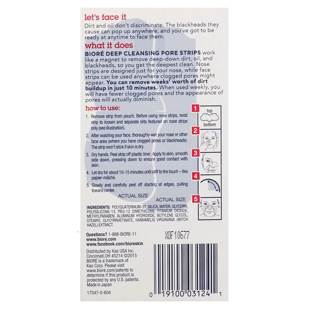 Biore Combo Pack Deep Cleansing Pore Strips Face/Nose 14 ea (Pack of 6)