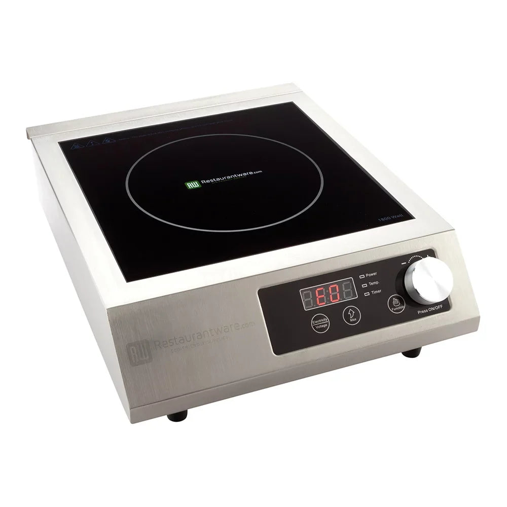 Square Stainless Steel Heavy-Duty Induction Cooktop - 120V , 1800 Watts - 18 1/2" x 14 1/2" x 5 3/4" - 1 count box