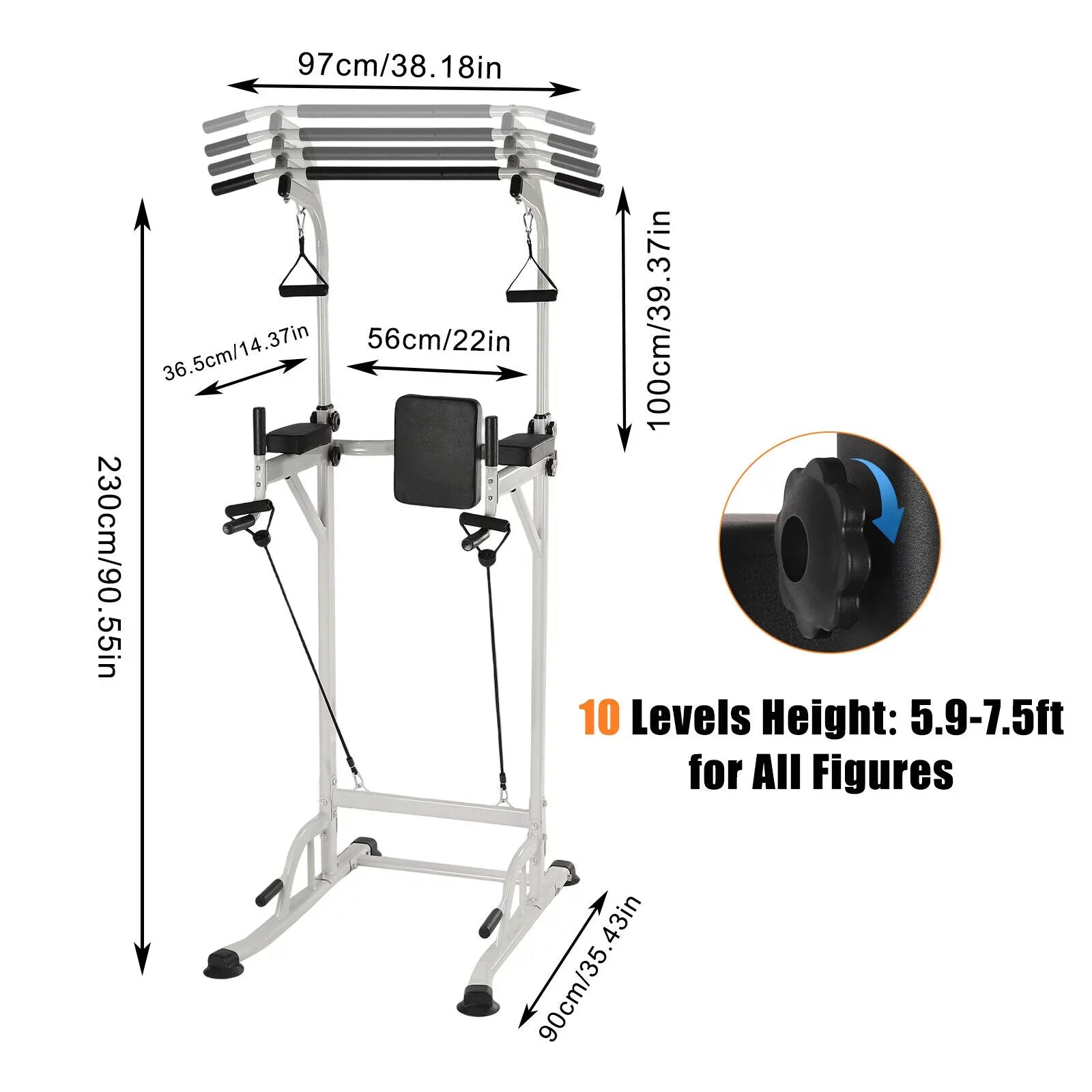 Power Tower Home Gym Power Station Sit Ups and Pull-Up Bar Height Adjustable