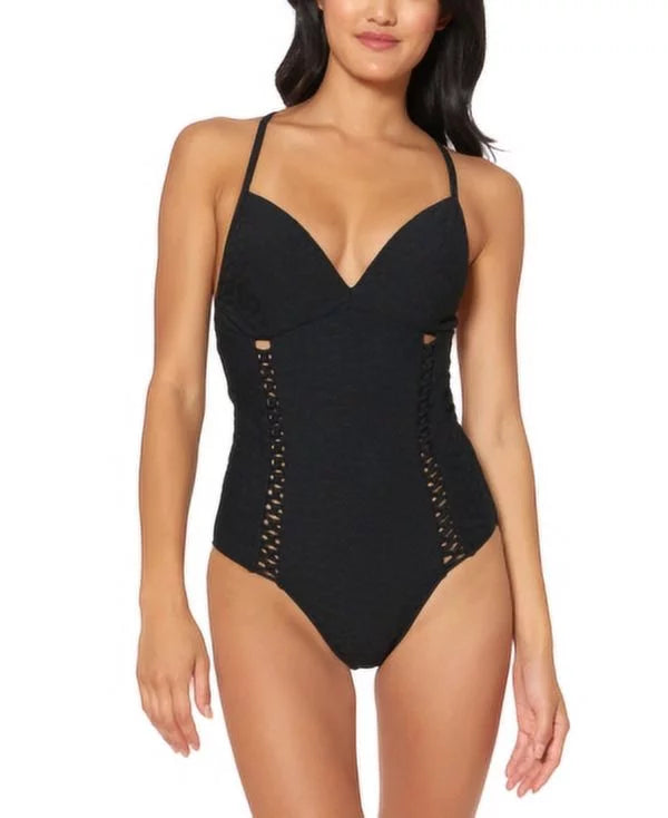 Jessica Simpson  Rose Bay Textured One-Piece Swimsuit,  Small