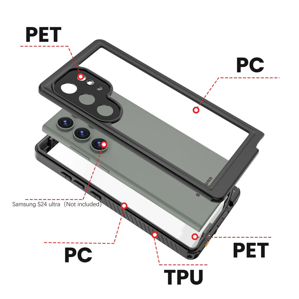 Cowithday Waterproof Case for Samsung Galaxy  Ultra 5G Phone 2024, with Screen Protector 360° Full Body Heavy Duty Military Protection Shockproof  Underwater Cover for Galaxy  Ultra, Black
