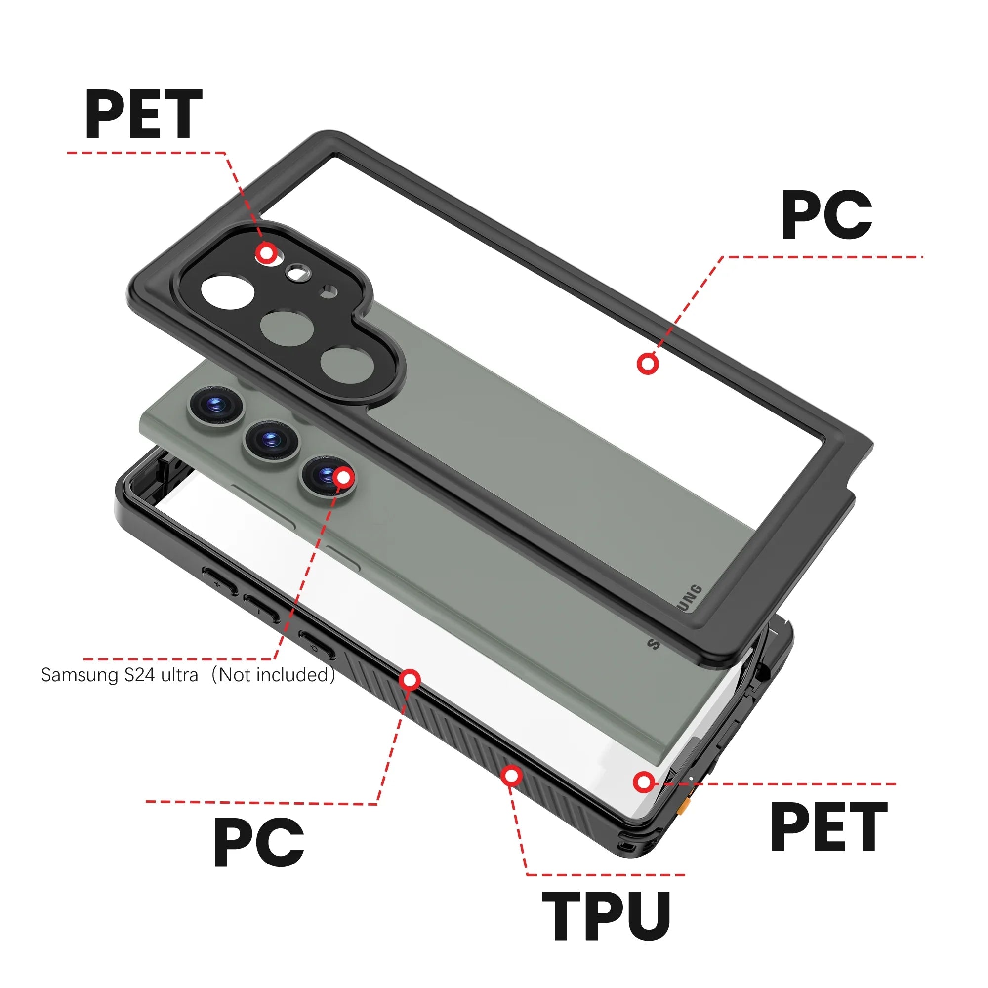 Cowithday Waterproof Case for Samsung Galaxy  Ultra 5G Phone 2024, with Screen Protector 360° Full Body Heavy Duty Military Protection Shockproof  Underwater Cover for Galaxy  Ultra, Black