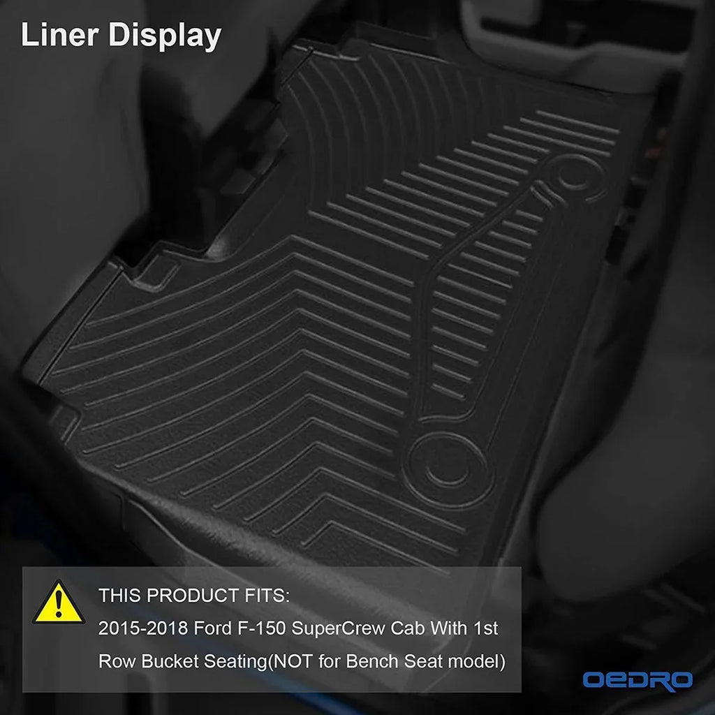 Ledkingdomus All-Weather  Rubber Front and Rear 3-Piece for 2015-2023 2024 Ford  Super Crew Cab Floor Mats Set