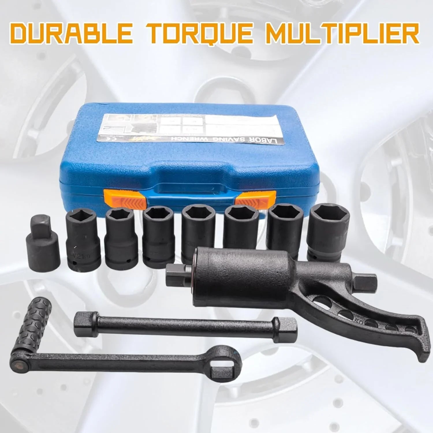 RUseeN 1:64 Torque Multiplier Wrench Set - 1 Inch Drive Heavy Duty Torque Multiplier Wrench - 3,688 ft/lbs (4800 /) Labor Saving Lug Nut Wrench Set - Includes 8pc Socket Set (24-38MM)