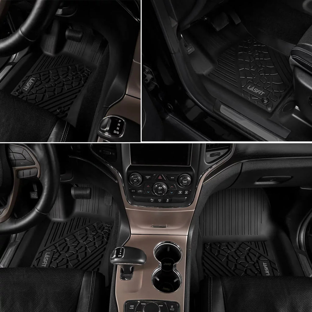 Lasfit Car Floor Liners for 2016-2021 Jeep Grand Cherokee ( Jeep Cherokee )  & Jeep Grand Cherokee  2022, All Weather  Vehicle Floor Mats Set, 1st and 2nd Row, Fit Bench Seating only, Black