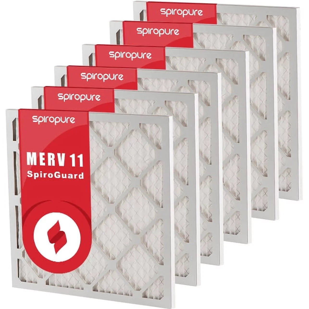 SpiroPure 17x17x1  11 Pleated Filter Air Filters - Made in  (6 Pack)