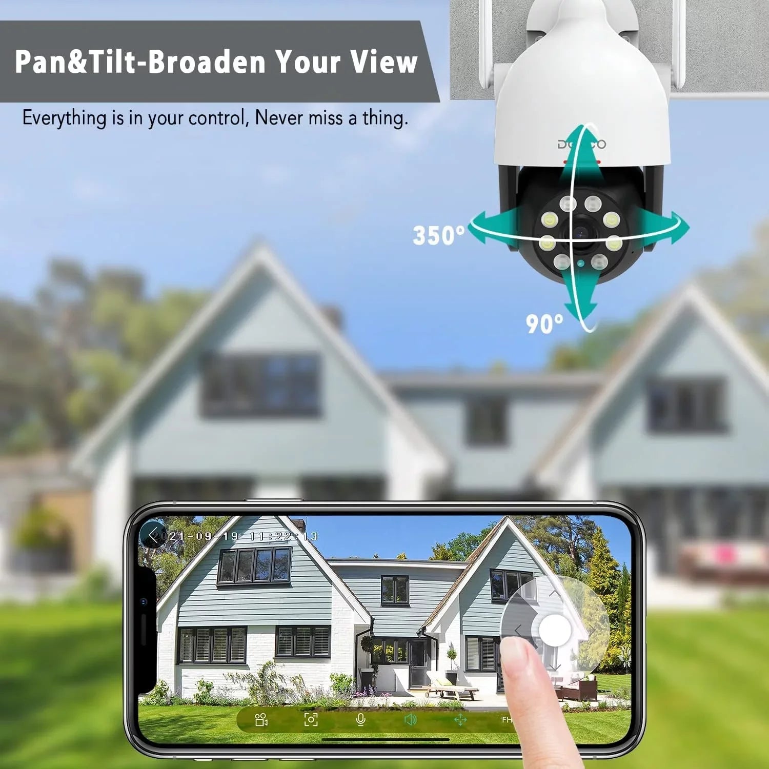 Wired Security Camera with Spotlight, 2K WiFi Camera Night Vision 360° View, Waterproof Outdoor Camera, Surveillance Camera with  Motion Sensor, 2 Way Audio