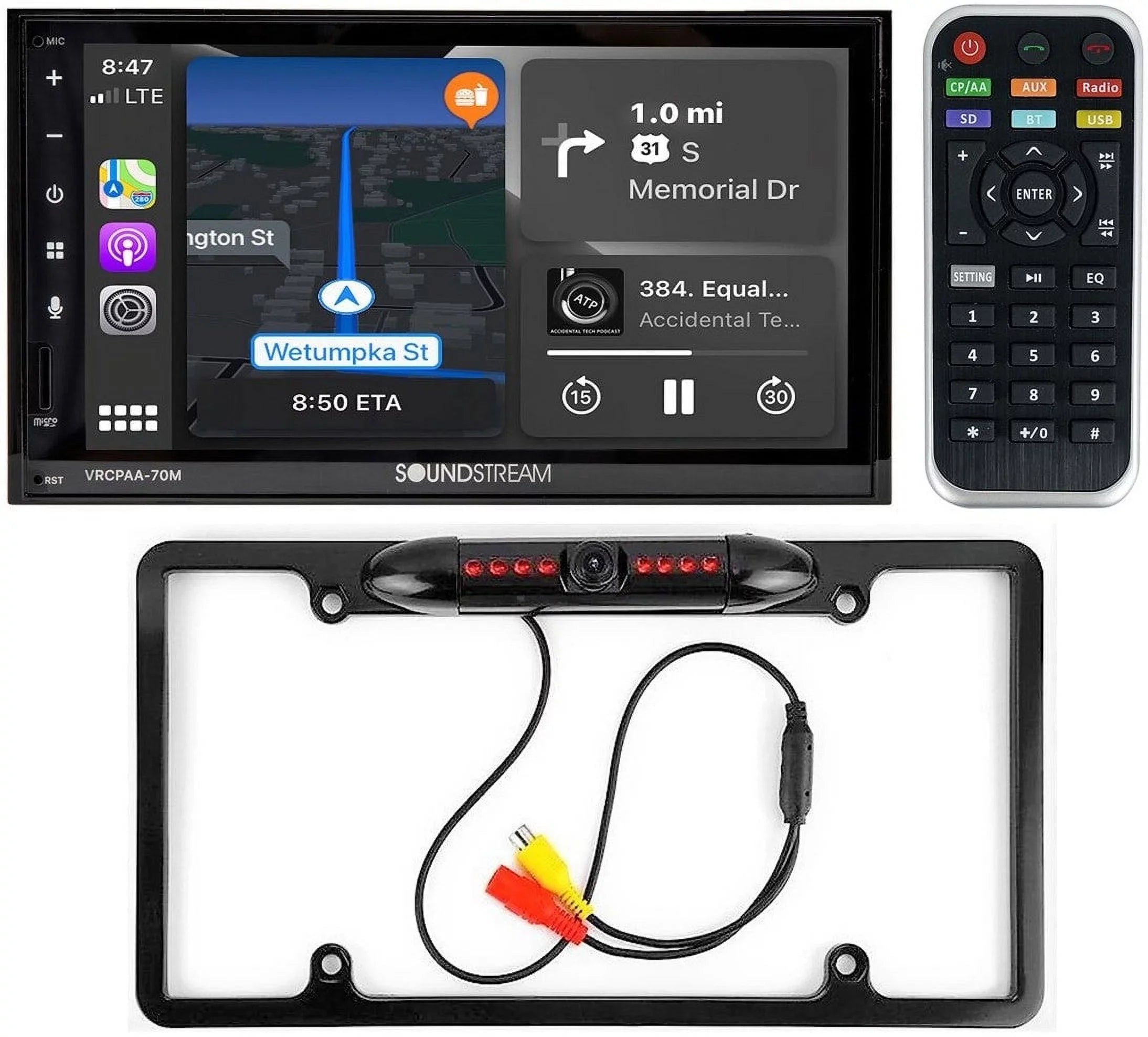 Soundstream -70M 7" Double  Bluetooth Apple CarPlay & Android +Camera Black