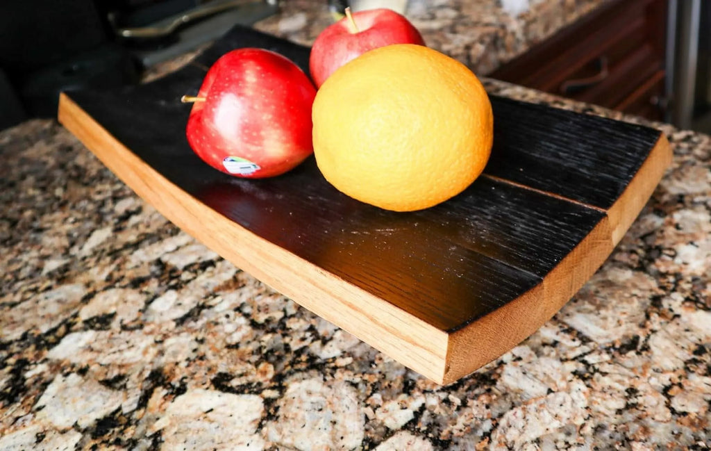Bourbon Barrel Stave Serving Bowl - American Oak Wooden Fruit Bowl - Wooden Bowls For Decor And Food - Wood Serving Decoration And Display For Kitchens & Home (Char Finish)