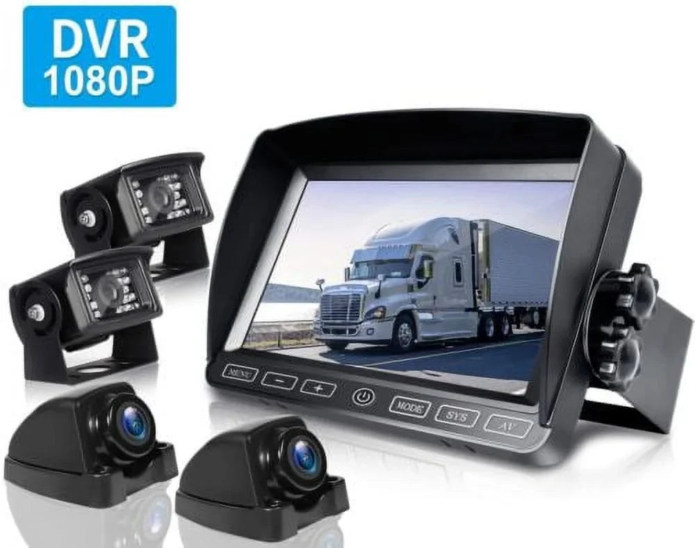 Wired 7" Rv Back Up Camera Kit  1080P  Night Vision Waterproof Backup Camera Monitor for Bus  Semi Box Truck Trailer