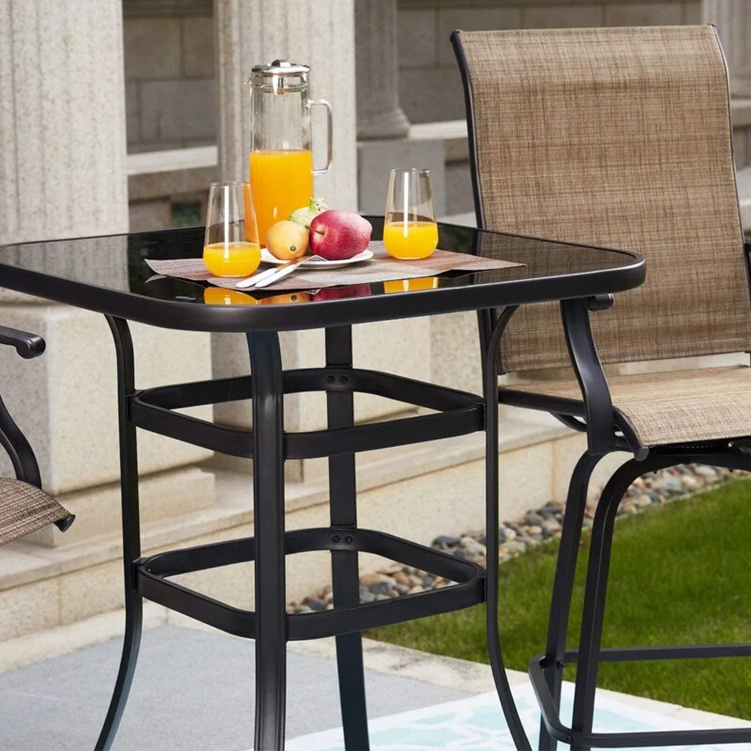 Irene Well Build With Light Weight Glass Bar Table For Backyard Use