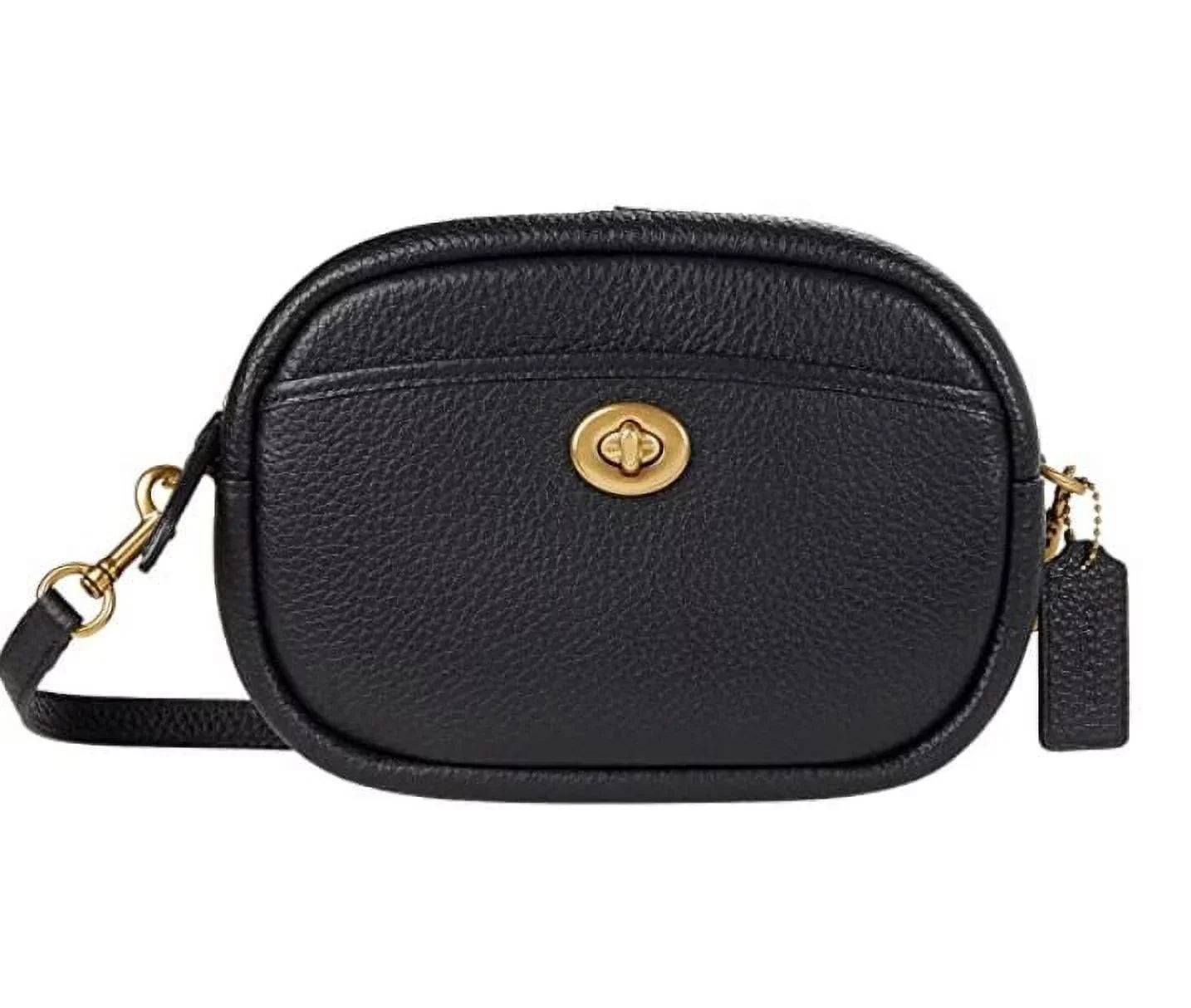 Soft Pebble Leather Camera Bag with Leather Strap Black One Size -/