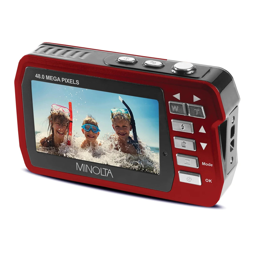Minolta  48  Waterproof Digital Camera, Red