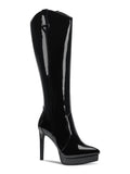 Womens Black 3/4" Platform Comfort Trixi Pointy Toe Stiletto Zip-Up Dress Boots 5