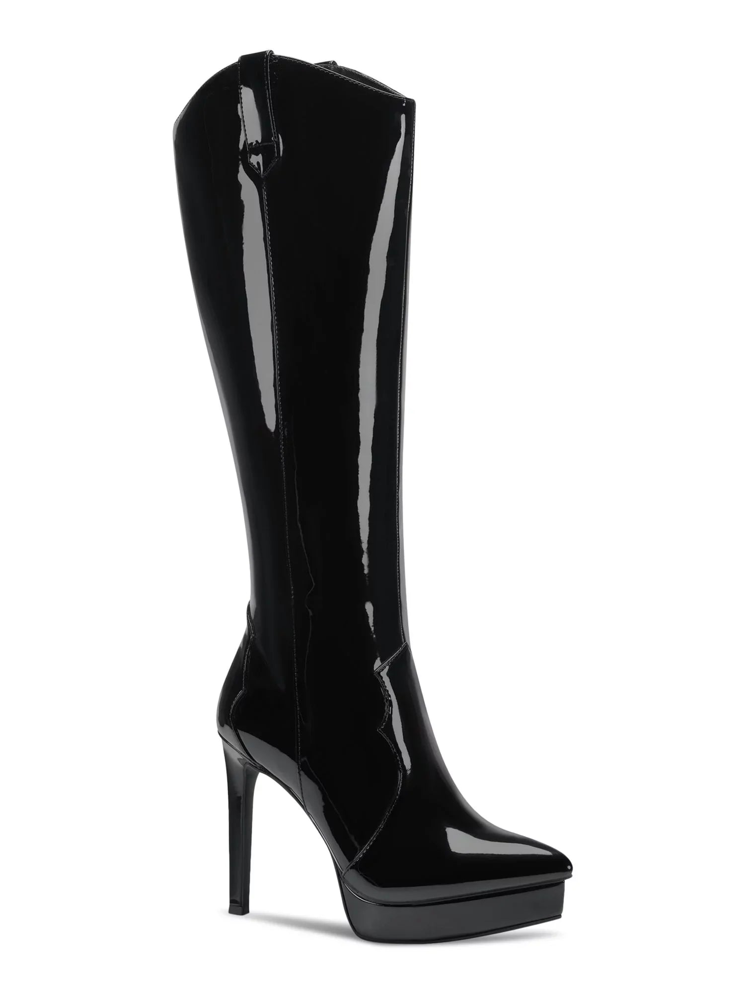 Womens Black 3/4" Platform Comfort Trixi Pointy Toe Stiletto Zip-Up Dress Boots 5