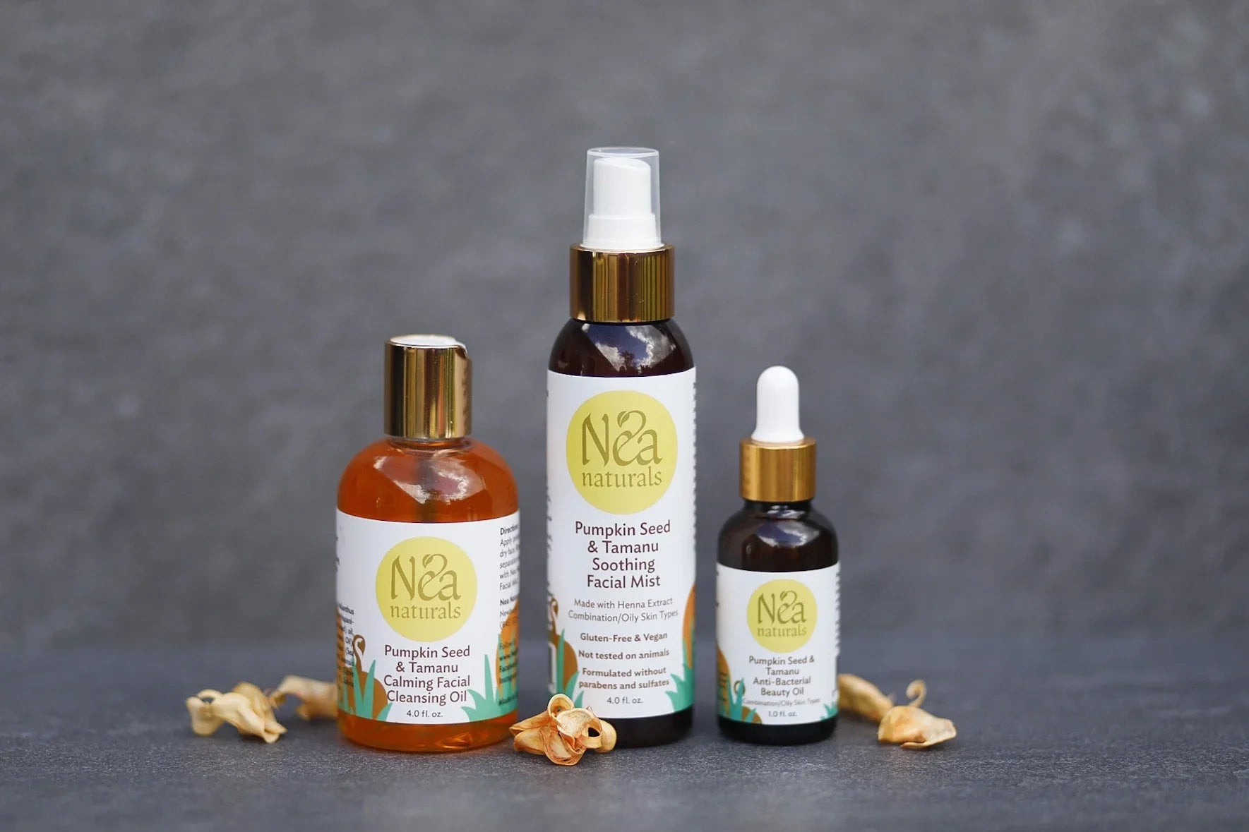 Nea Naturals Skincare Facial Kit - Pumpkin Facial Cleansing Oil , Facial Mist & Beauty Facial Oil - Anti-Aging Hydrating Skin Care Facial Kit - 3 Piece Facial Kit