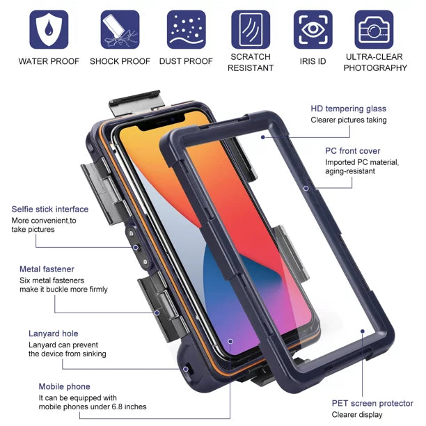UrbanX Professional [15m/50ft] Swimming Diving Surfing Snorkeling Photo Video Waterproof Protective Case Underwater Housing for Panasonic Eluga Ray 700 And all Phones Up to 6.9 Inch  with Lanyard