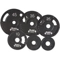 York Barbell 7421  Olympic Dual Grip Thin Line Cast Iron Plate, Black - 5 lbs