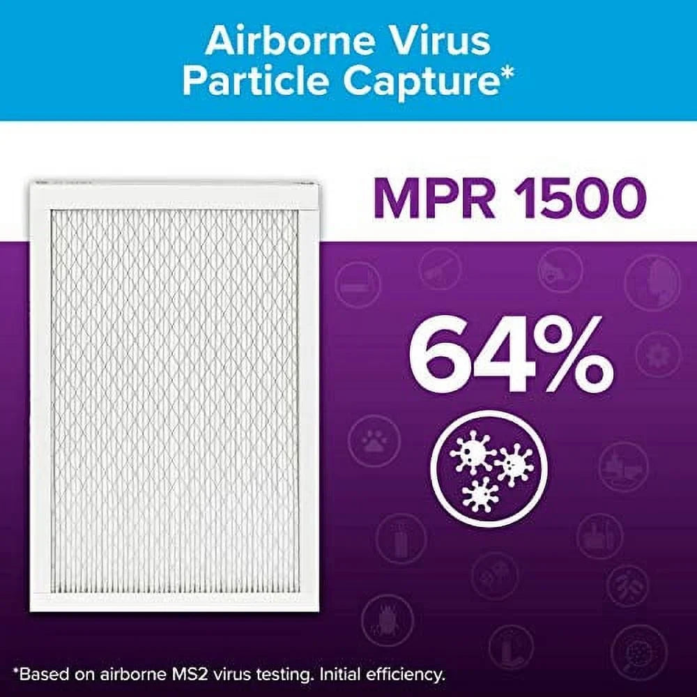Filtrete 22x22x1,  Furnace Air Filter,  1500, Healthy Living Ultra Allergen, 6-Pack (exact dimensions 21.69 x 21.69 x 0.78)