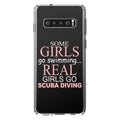 DistinctInk Clear Shockproof Hybrid Case for Samsung Galaxy +  (6.4" Screen) -  Bumper Acrylic Back Tempered Glass Screen Protector - Real Girls Go Scuba Diving