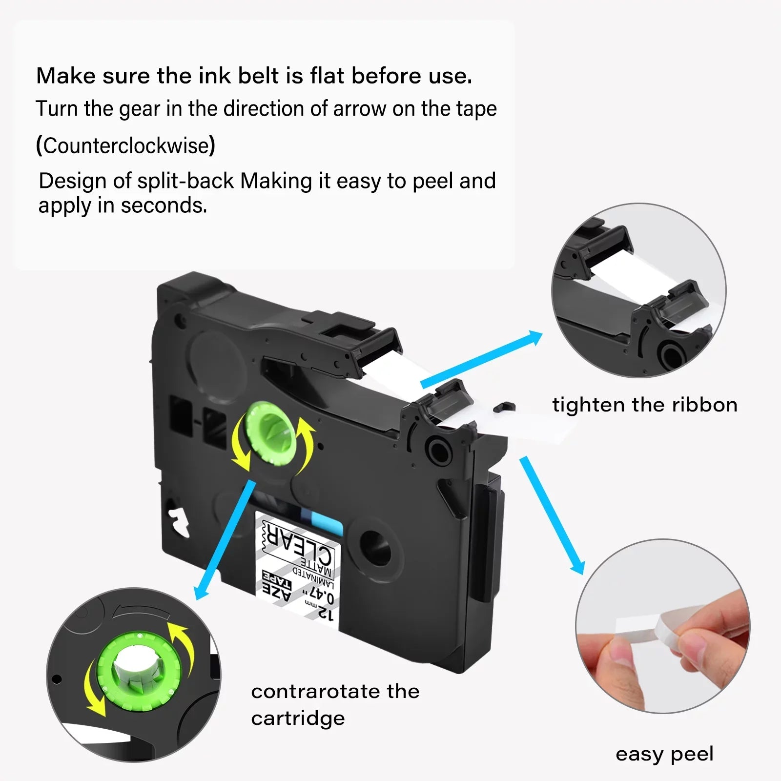 40PK Compatible for Brother -touch Black on Matte Clear 12mm 0.47" TZe- -  TZeM31 Laminated Label Tape