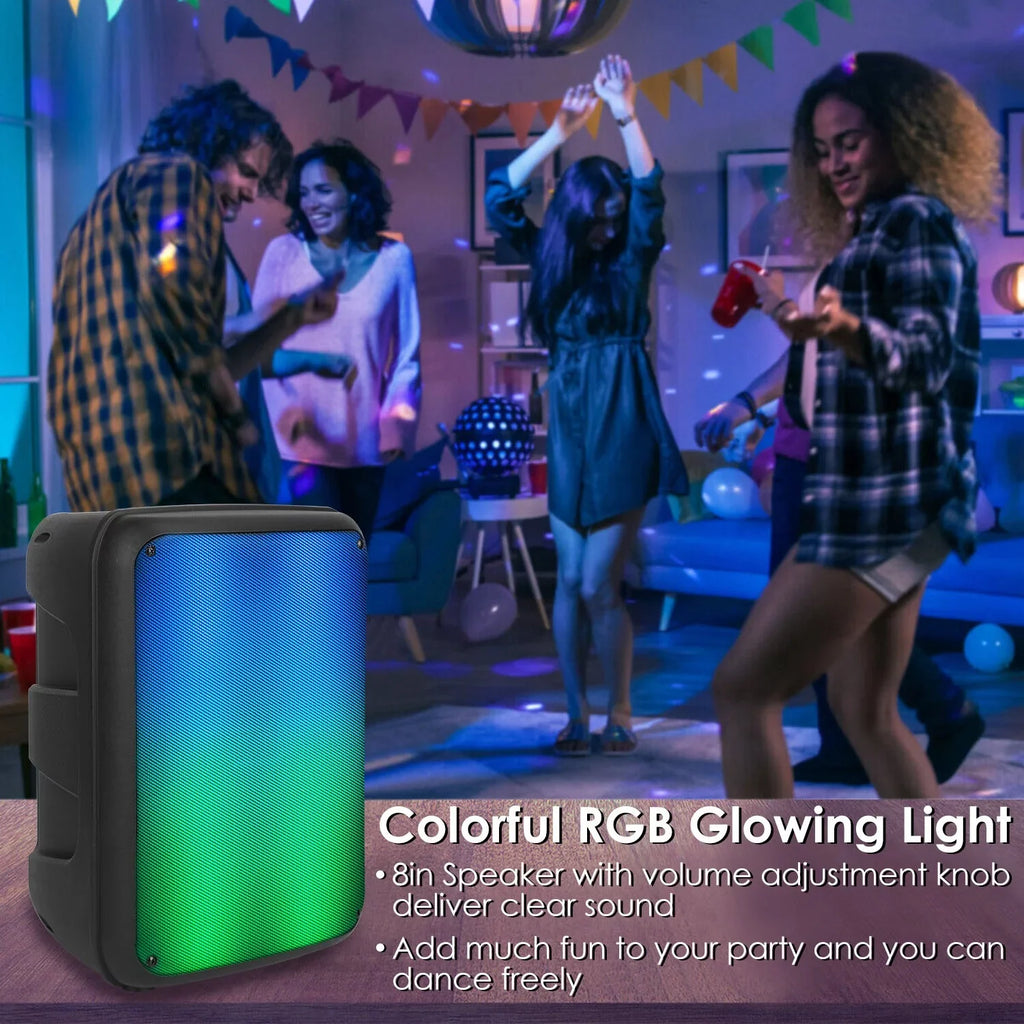 iMountek Wireless Party Speaker 8in Portable Bluetooth Speaker with  Function  Radio   Card Reading Aux In Recording Function Mic