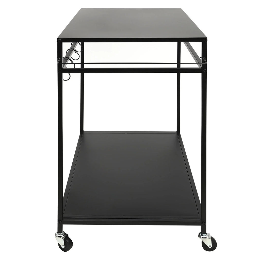 Outdoor Cook Station Table 2-Tier Shelf Food Prep  Grill Serving Cart Movable Rack