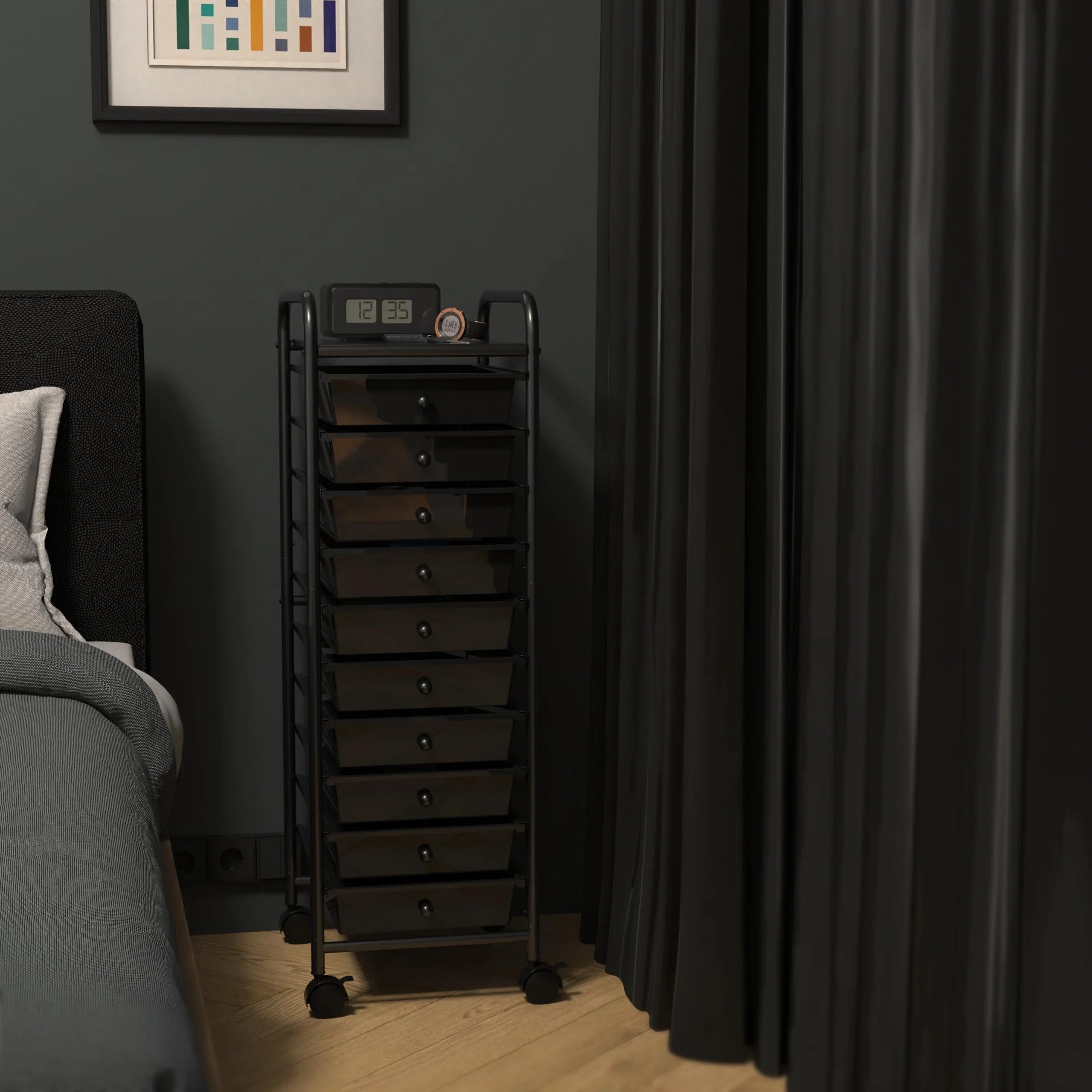 Simple Houseware Utility Cart with 10 Drawers Rolling Storage Art Craft Organizer on Wheels, Black