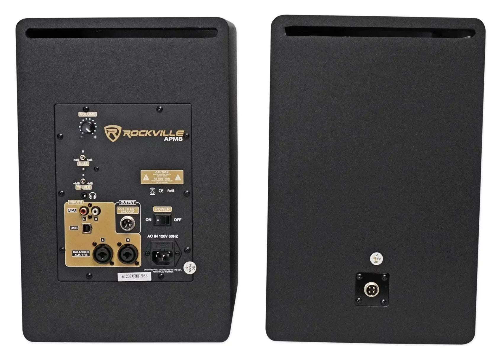 (2) Rockville  8"  Studio Monitor Speakers+28" Black Premium Stands