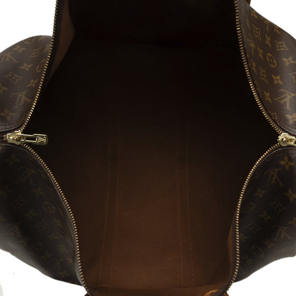 Pre-Owned Authenticated Louis Vuitton Monogram Keepall 55 Canvas Brown Travel Bag WeekenderBag Unisex (Fair)