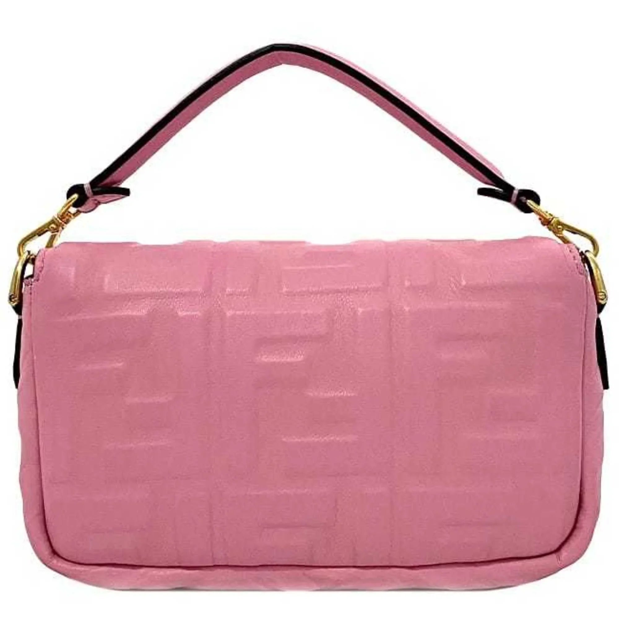 Pre-Owned Fendi Baguette Small Pink Gold 8BS017 Leather   Shoulder Bag  Embossed Ladies Chain (Like New)