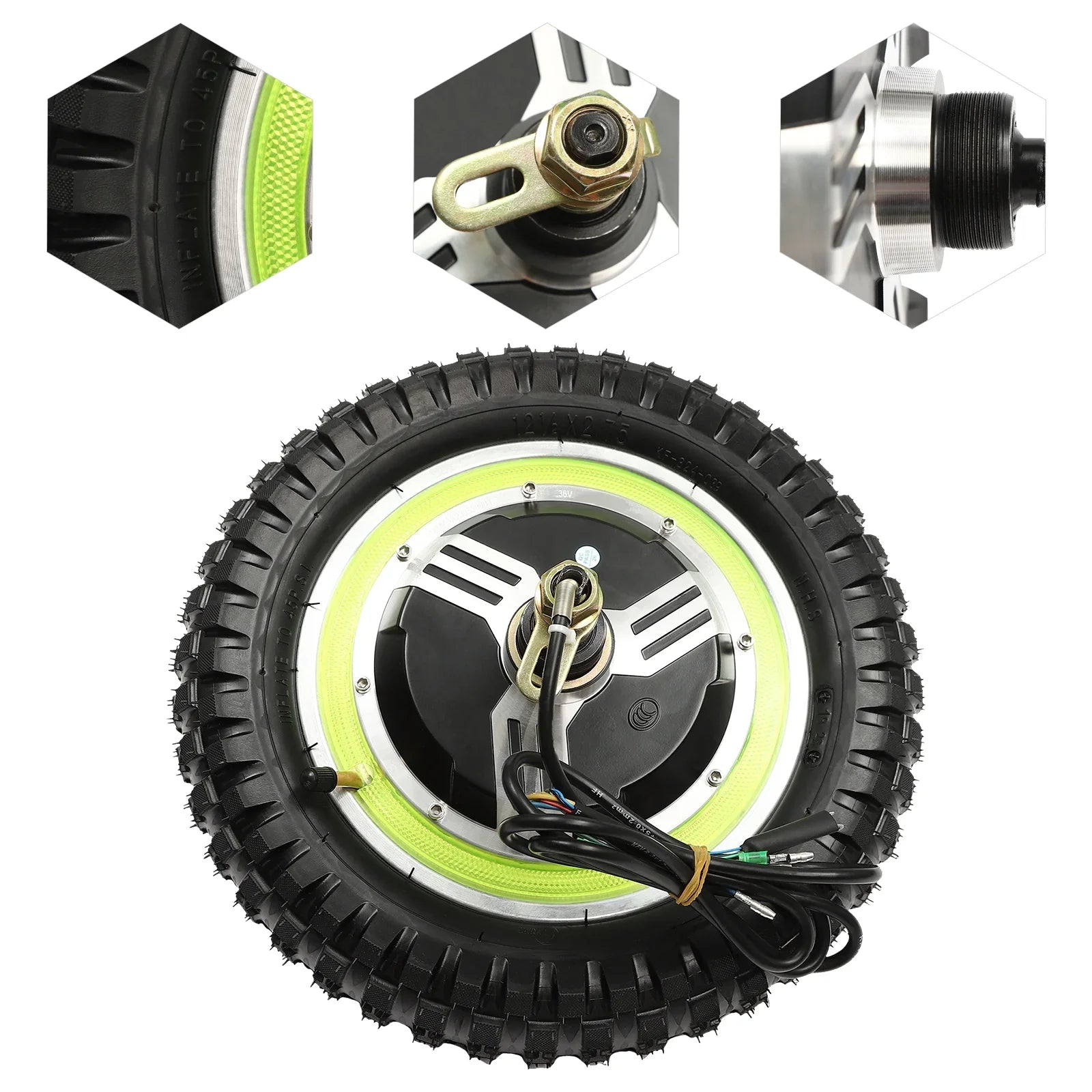 Wuzstar -Bike Brushless Hub Motor 48V 350W 12'' Front Rear Wheel Electric Bicycle Conversion Kit 250-1000