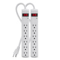 Belkin Power Strip Surge Protector - 6  Multiple Outlets, 2 ft Long Heavy Duty Metal Extension Cord for Home, Office, Travel, Computer Desktop & Phone Charging Brick - 200 Joules, White (2 Pack)