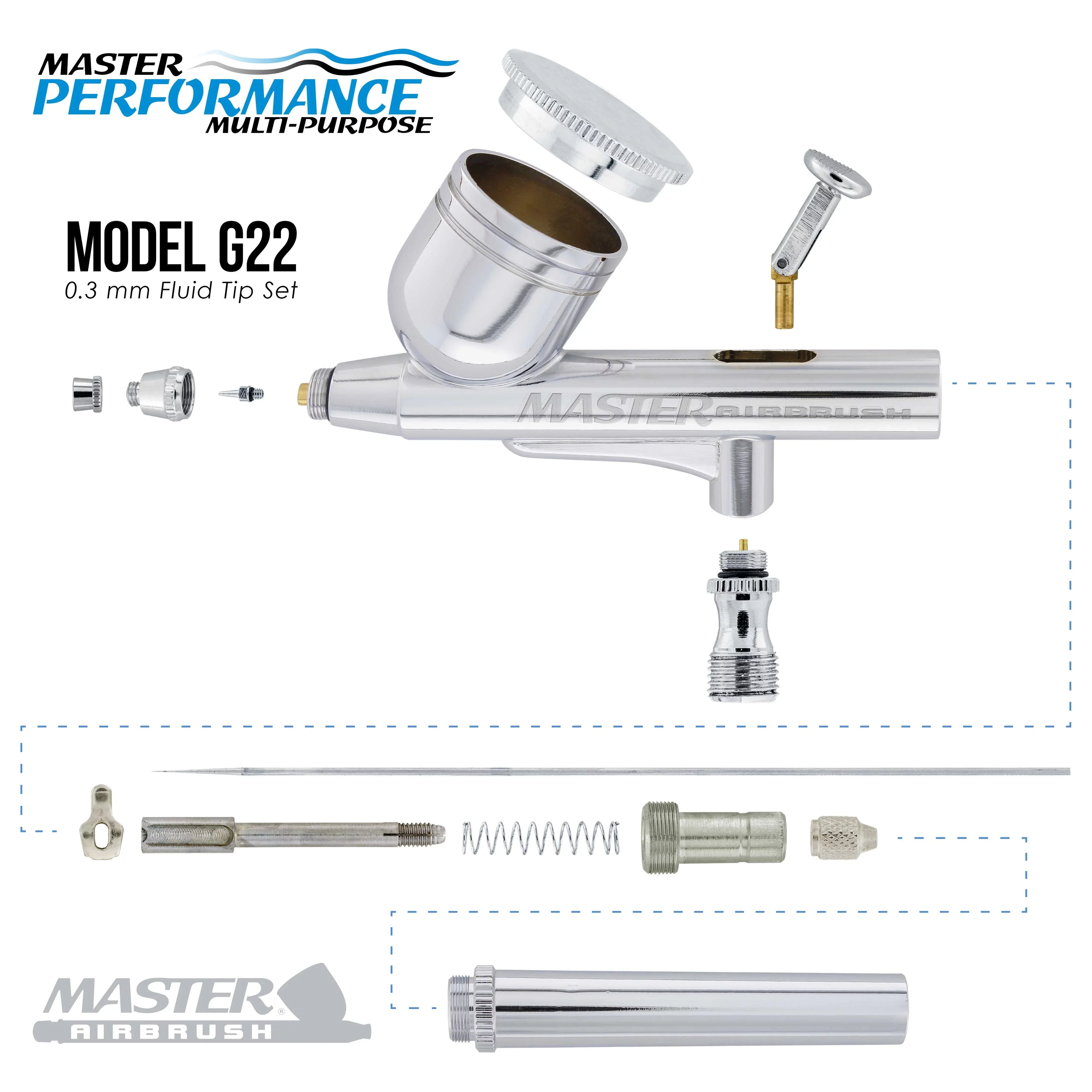 Master Airbrush Dual Fan Air Compressor System Kit with a  Gravity Feed Dual-Action Airbrush Set with 0.3 mm Tip