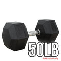 Valor Fitness Rubber Hex Dumbbells - Strengthen Training Muscle Toning - Multiple Weight Options Available 50 lb -Sold Individually