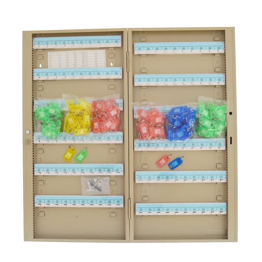 Key Cabinet 100 Hooks Lock Box Wall Mount Key Organizer Beige