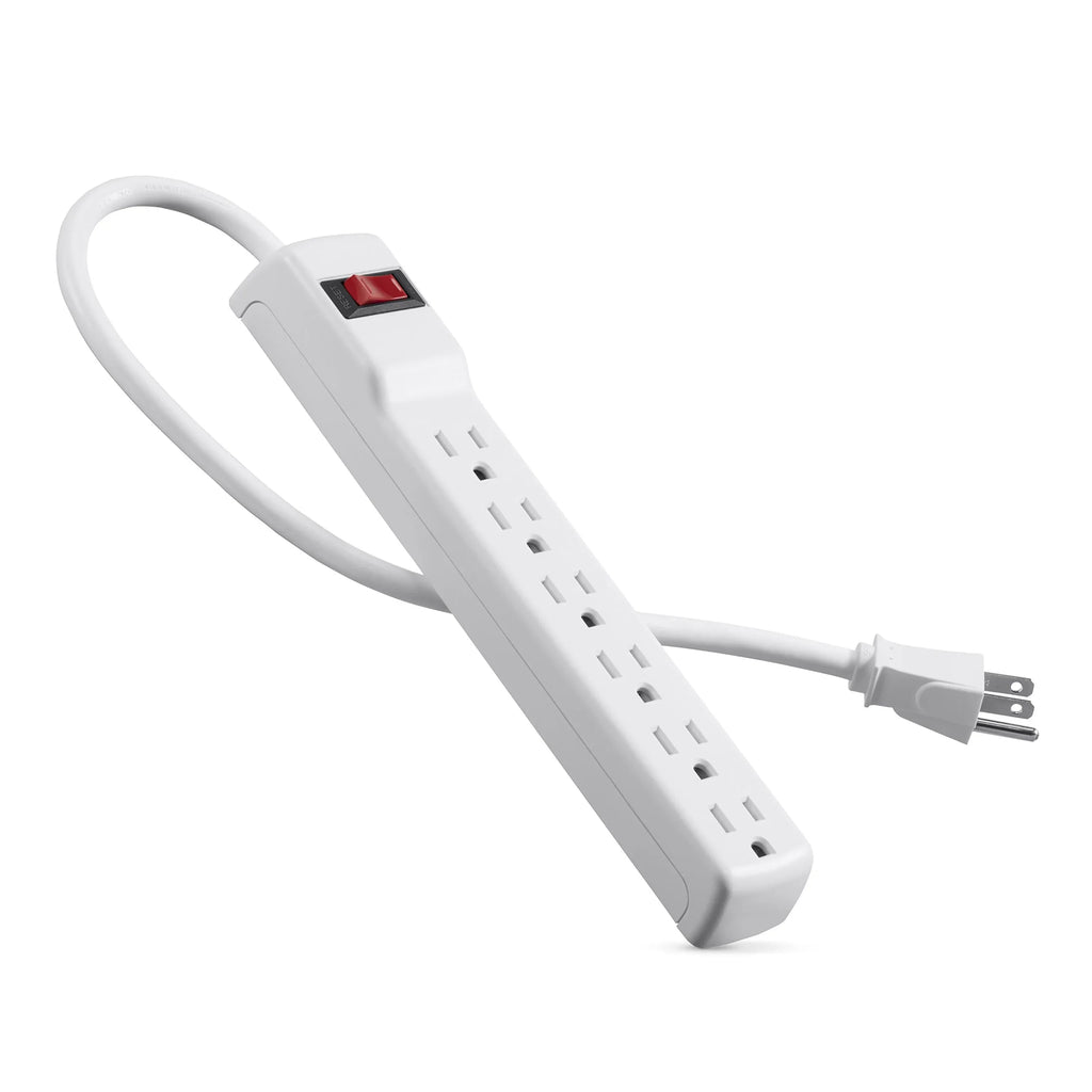 Belkin Power Strip Surge Protector - 6  Multiple Outlets, 2 ft Long Heavy Duty Metal Extension Cord for Home, Office, Travel, Computer Desktop & Phone Charging Brick - 200 Joules, White (2 Pack)