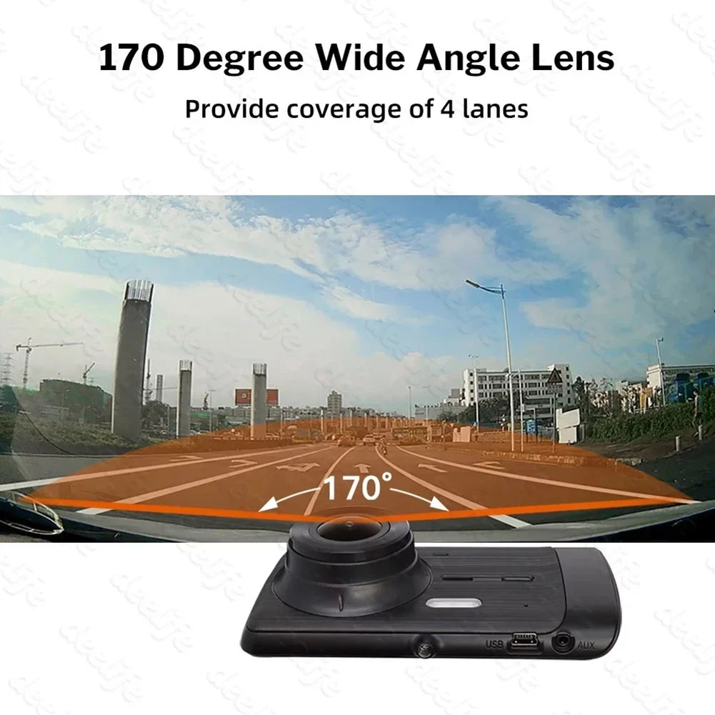 Car 4-inch Driving Recorder Dual Camera  1080P Night Vision  Reversing Image
