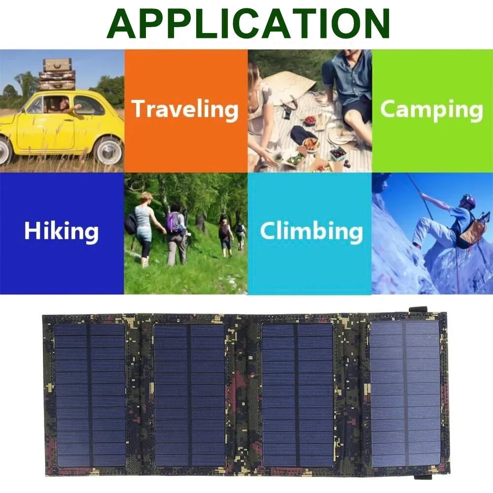 Paddsun Solar Panel Folding Power Bank 80W  Outdoor Camping Hiking Phone Charger