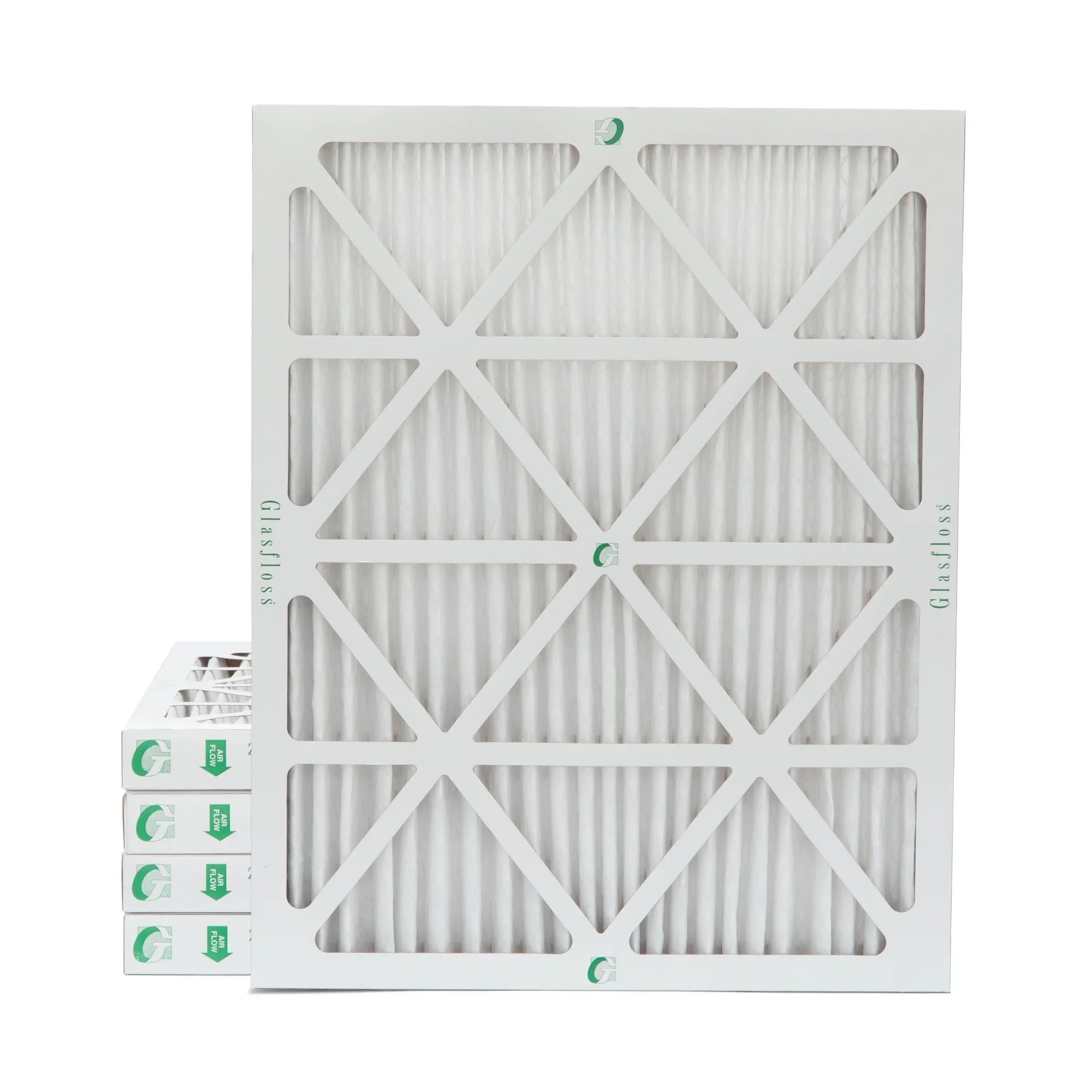 16x20x2  10 Pleated  Air Filters by Glasfloss. ( Quantity 5 ) Exact Size: 15-1/2 x 19-1/2 x 1-3/4