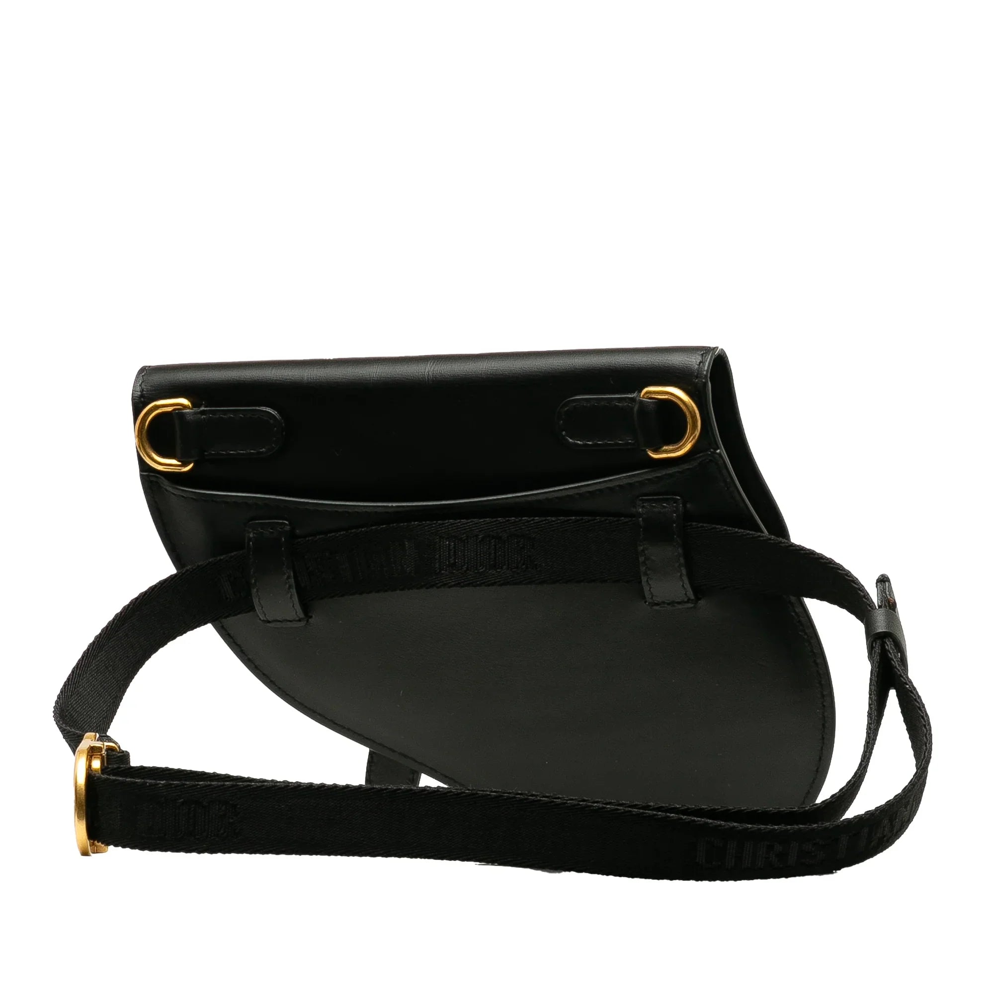 Pre-Owned Authenticated Dior Saddle Belt Bag Calf Leather Black Unisex (Good)