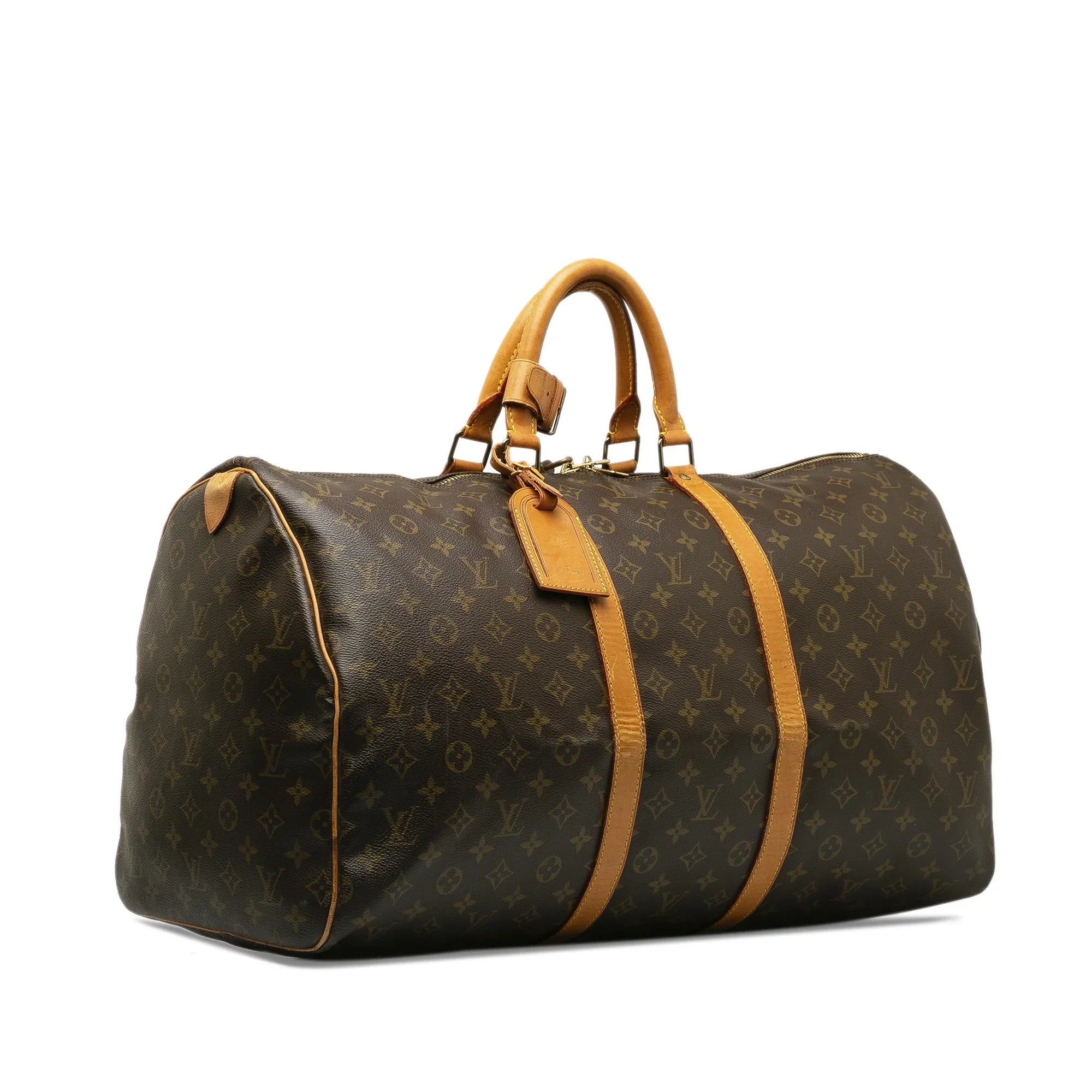 Pre-Owned Authenticated Louis Vuitton Monogram Keepall 55 Canvas Brown Travel Bag WeekenderBag Unisex (Fair)