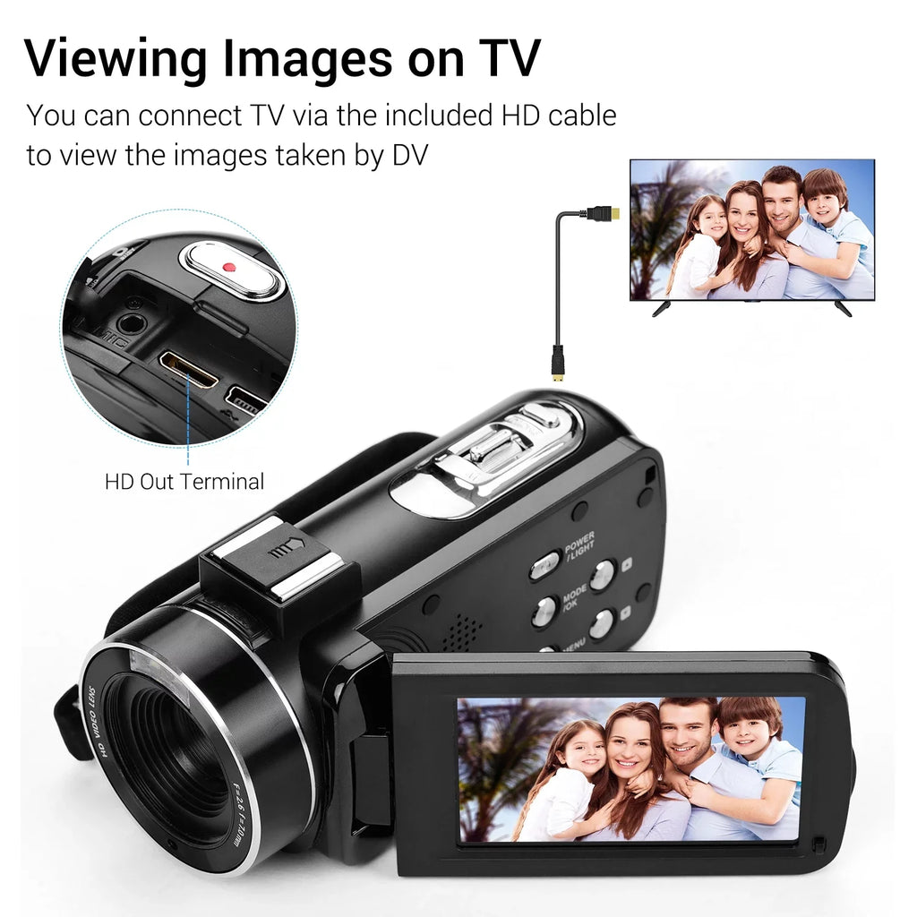 Andoer-2 Video Camera,Video Camera 4K Handheld  3.0 Inch  Camera 3.0 Inch  Monitor Burst  Professional Video Function Inch  Monitor