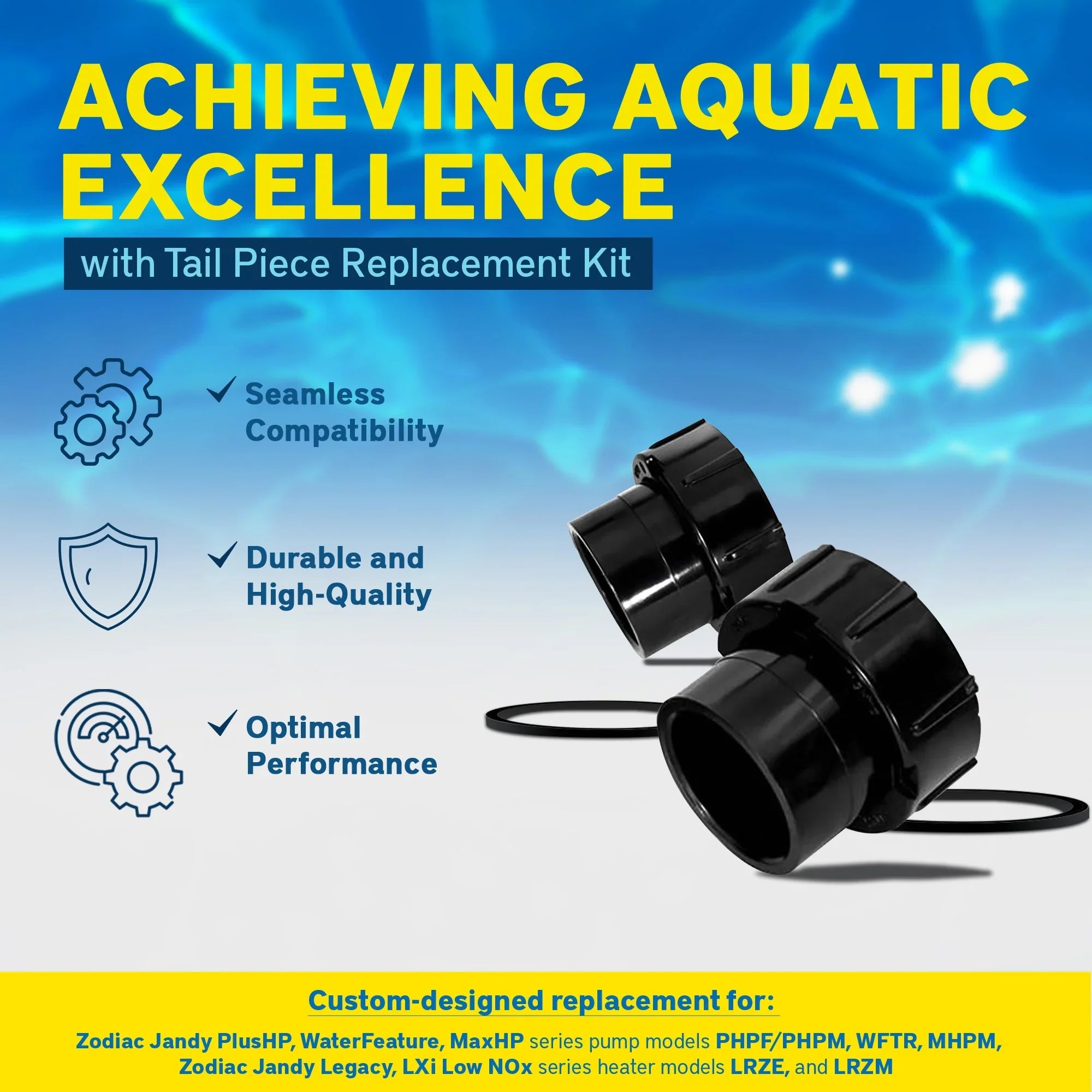 Zodiac Tail Piece w/-Ring & Coupling Nut for Jandy Pool/Spa Heaters